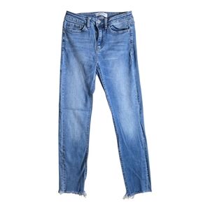 Nectar Women's Blue Jeans with Stretch and Raw Hem